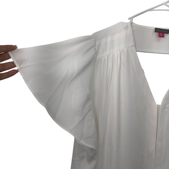 Vince Camuto Womens White V-Neck Blouse With Flutter Sleeves Size 3X Polyester - Picture 3 of 13
